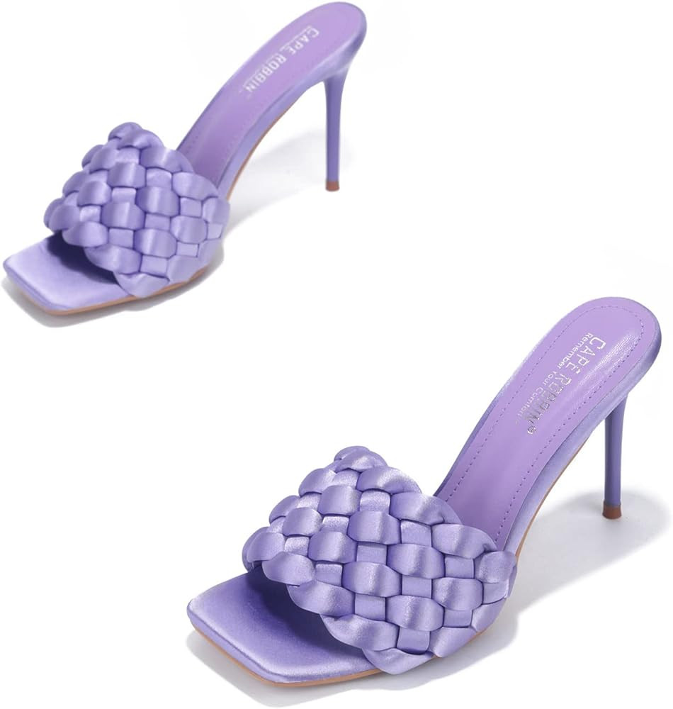 Cape Robbin Miella Stiletto High Heels for Women, Woven Shoes with Square Open Toe | Amazon (US)