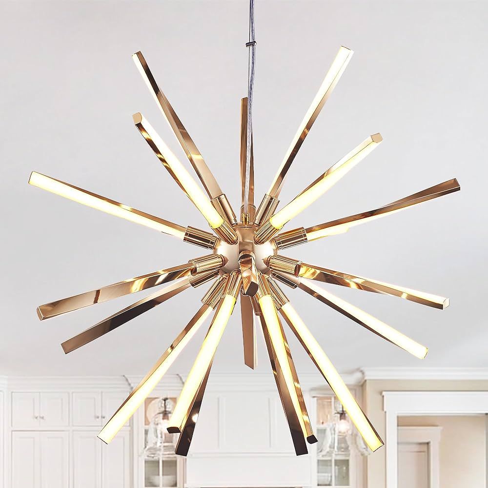 Modern Gold Sputnik Chandeliers with 21-Light, Embedded Pendant Lights LED Ceiling Light Art Deco... | Amazon (US)