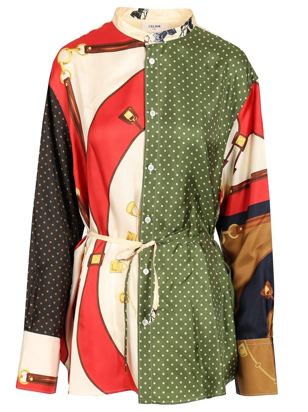 Celine Women Loose-Fitting Shirt In Printed Silk Twill | Shop.app