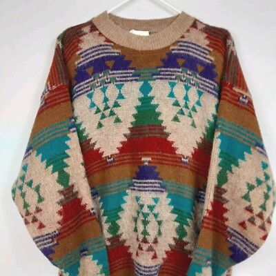 Vtg NEEDLE AND YARN Aztec Knit Sweater Western Country Cottagecore  | eBay | eBay US