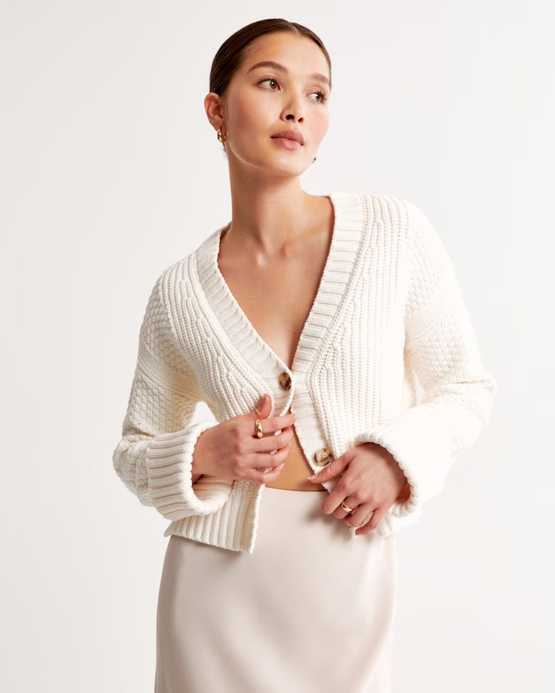 Women's Cotton Seed Stitch Cardigan | Women's Tops | Abercrombie.com | Abercrombie & Fitch (US)