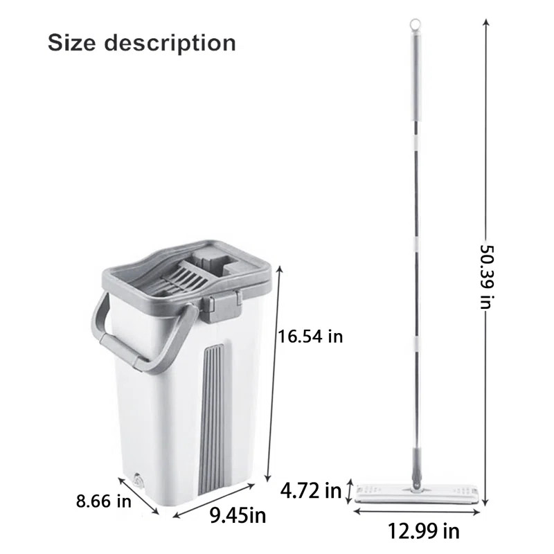 Mop Bucket With Wringer Set Flat Floor Mop For Floor Cleaning | Wayfair North America