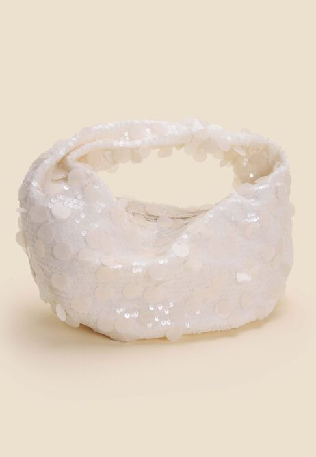 Womens Cream Sequin Applique Hand Bag | Peacocks