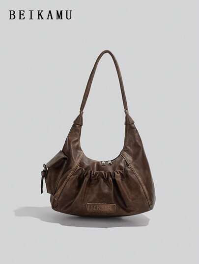 BEIKAMU Fashionable Vintage Style Shoulder Bag, Side Pocket Design, Large Capacity, Suitable For ... | SHEIN