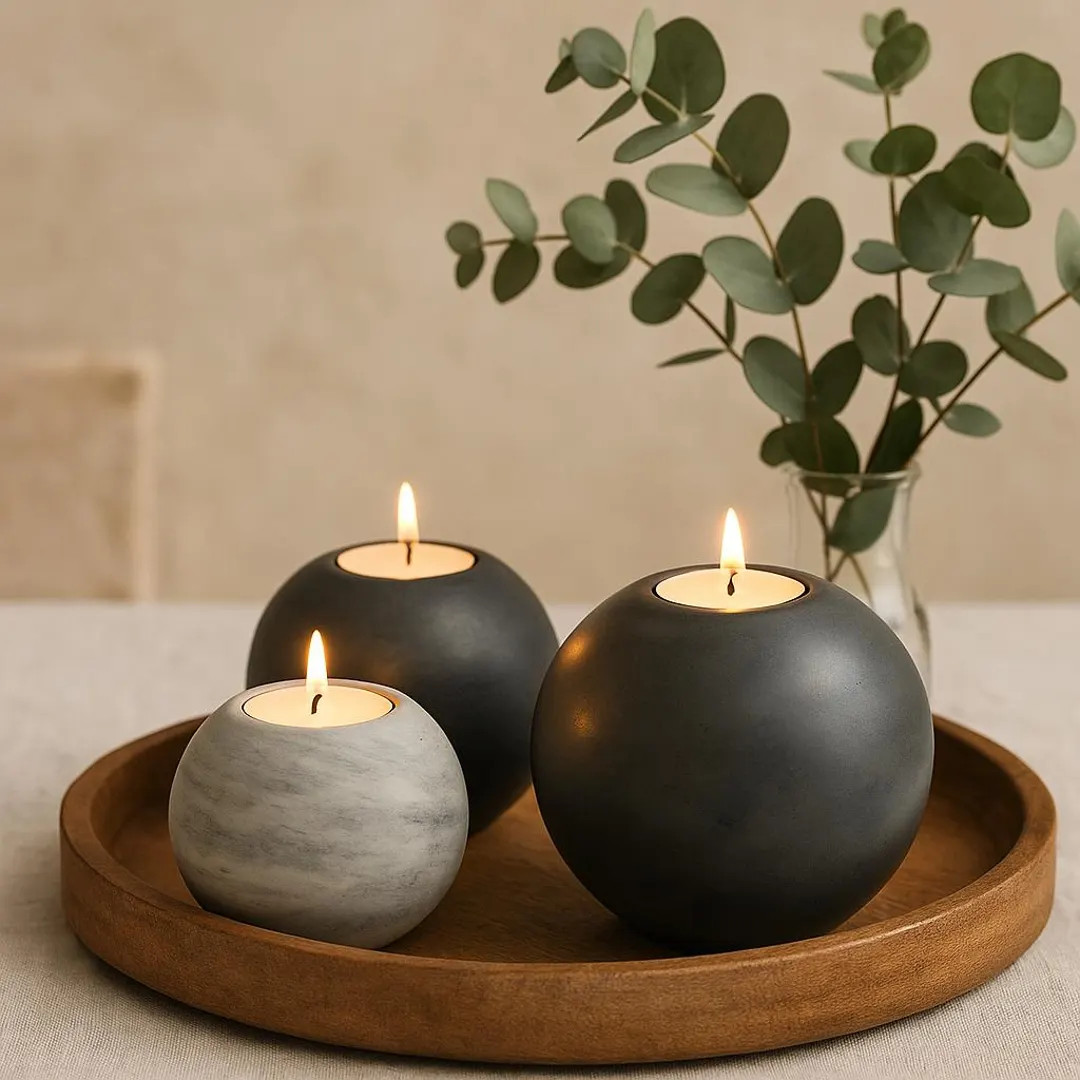 Concrete Sphere Tea Light Holder: Modern Home Decor - Etsy | Etsy (US)