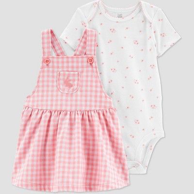 Carter's Just One You® Baby Girls' Gingham Bunny Top & Skirtall Set - Pink | Target