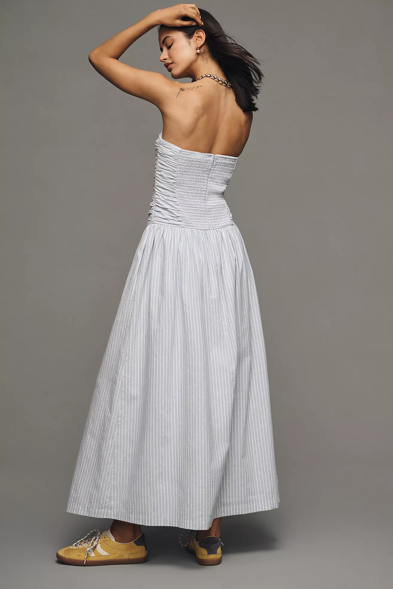 Joe's Jeans The Reina Strapless Linen Blend Midi Dress | Anthropologie (US)