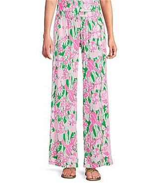 Lilly Pulitzer Coordinating Bal Harbour Stretch Floral Print Palazzo Pants - S | Dillard's