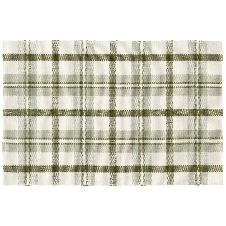 Mainstays 24"x36" Green Plaid Outdoor Layering Rug | Walmart (US)
