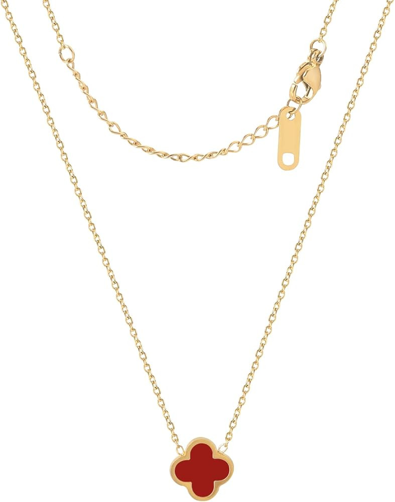 double sided 18K Gold Plated Clover Necklace for Women, Dupe Four Leaf Flower Lucky Pendant Neckl... | Amazon (US)