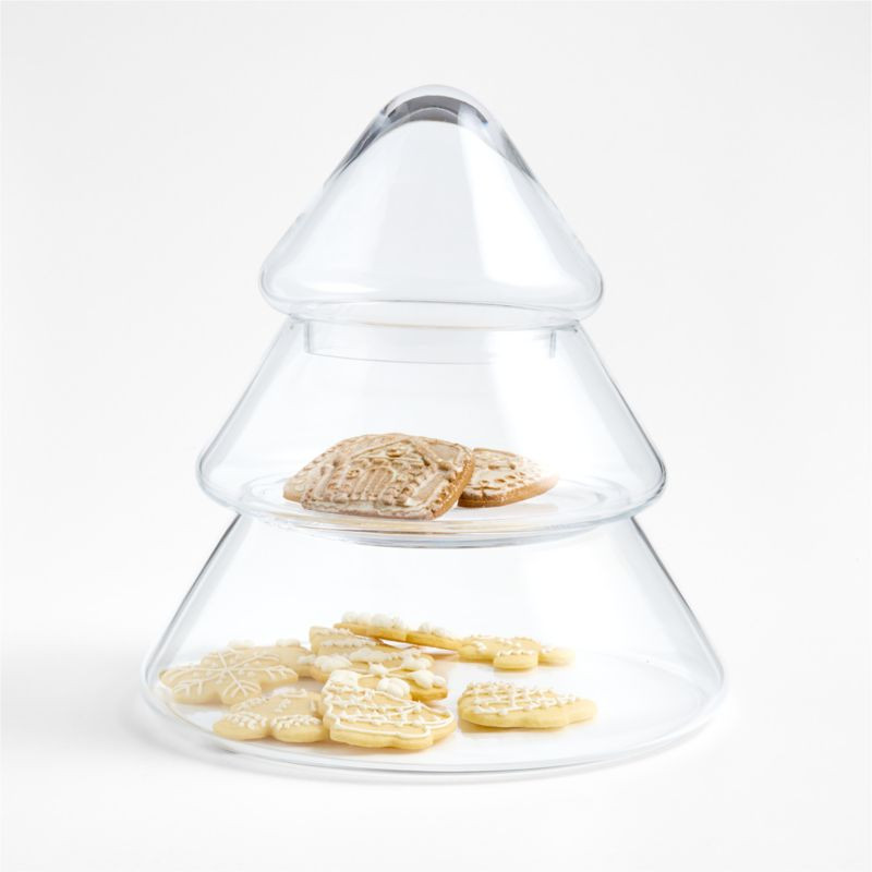 2-Tier Glass Christmas Tree Cookie Jar + Reviews | Crate & Barrel | Crate & Barrel