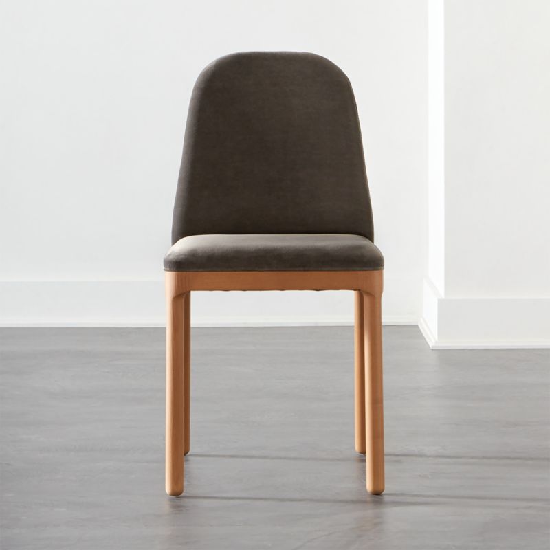 Ellie Velvet and Wood Chair Charcoal + Reviews | CB2 | CB2