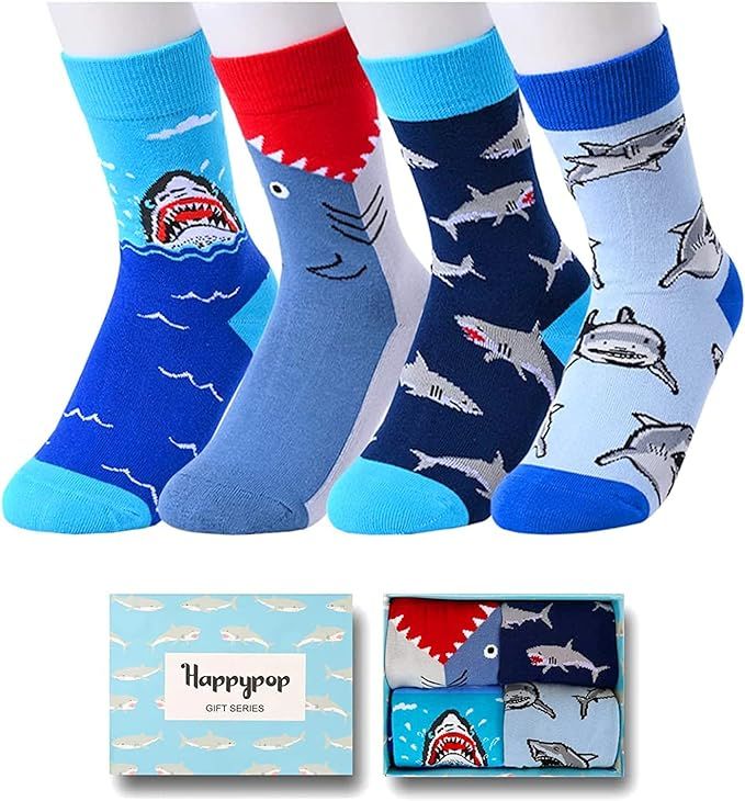 HAPPYPOP Crazy Boys Socks Novelty Shark Socks Space Socks Food Dino Sloth Socks for Kids Gifts 4-... | Amazon (US)
