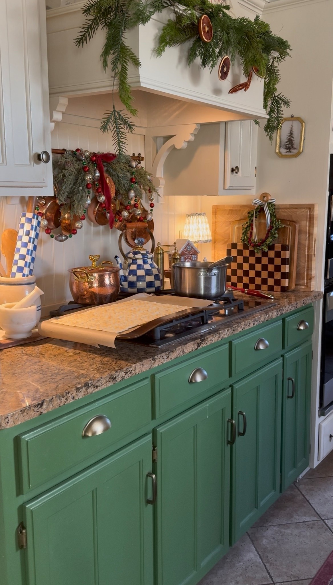 Christmas kitchen… Royal Check tea kettle, @mackenziechilds checkerboard cheese board, copper pot rail, copper pots

#LTKHoliday #LTKHome #LTKSaleAlert
