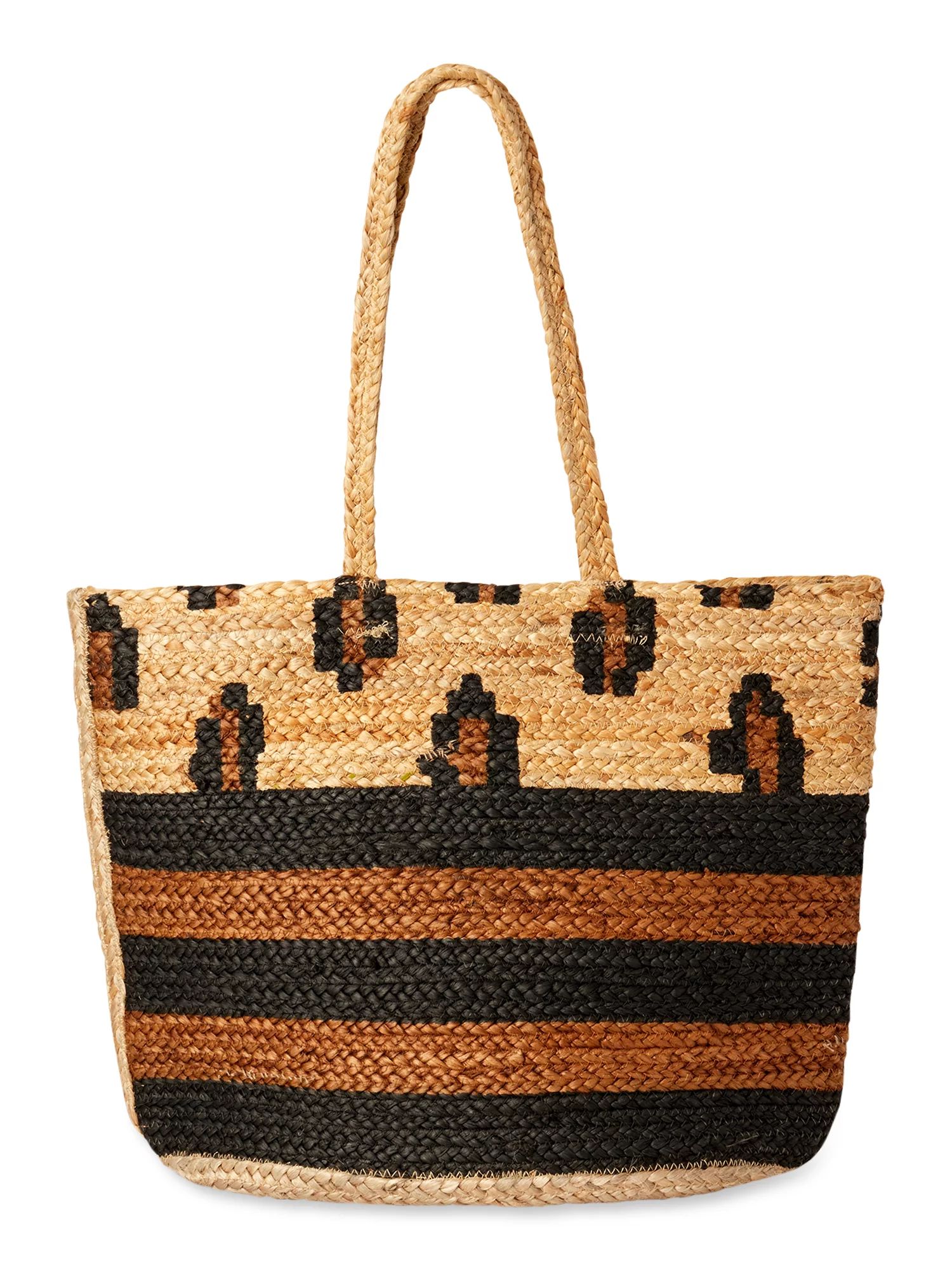 Magid - Magid Women's Spring Jute Leopard Striped Beach Tote Handbag - Walmart.com | Walmart (US)