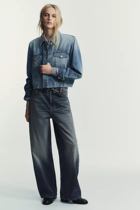 TRF MID-RISE FOLDED WAIST JEANS | Zara US