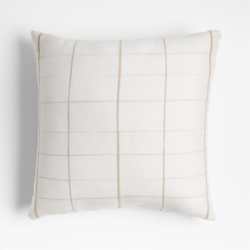 Sunbrella 20"x20" Ivory and Beige Windowpane Plaid Outdoor Throw Pillow + Reviews | Crate & Barre... | Crate & Barrel