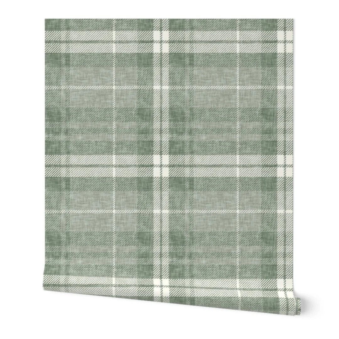 Green Plaid Wallpaper  Fall Plaid in Sage by Littlearrowdecor - Etsy | Etsy (US)