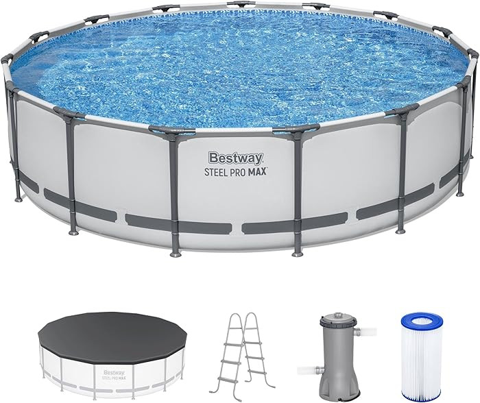 Bestway Steel Pro MAX 15' x 42" Above Ground Pool, Round Metal Frame Outdoor Swimming Pool Set wi... | Amazon (US)