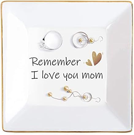Gift for Mom, Ceramic Ring Trinket Dish Jewelry Tray - Remember I Love You Mom - Mom Gifts from Daug | Amazon (US)