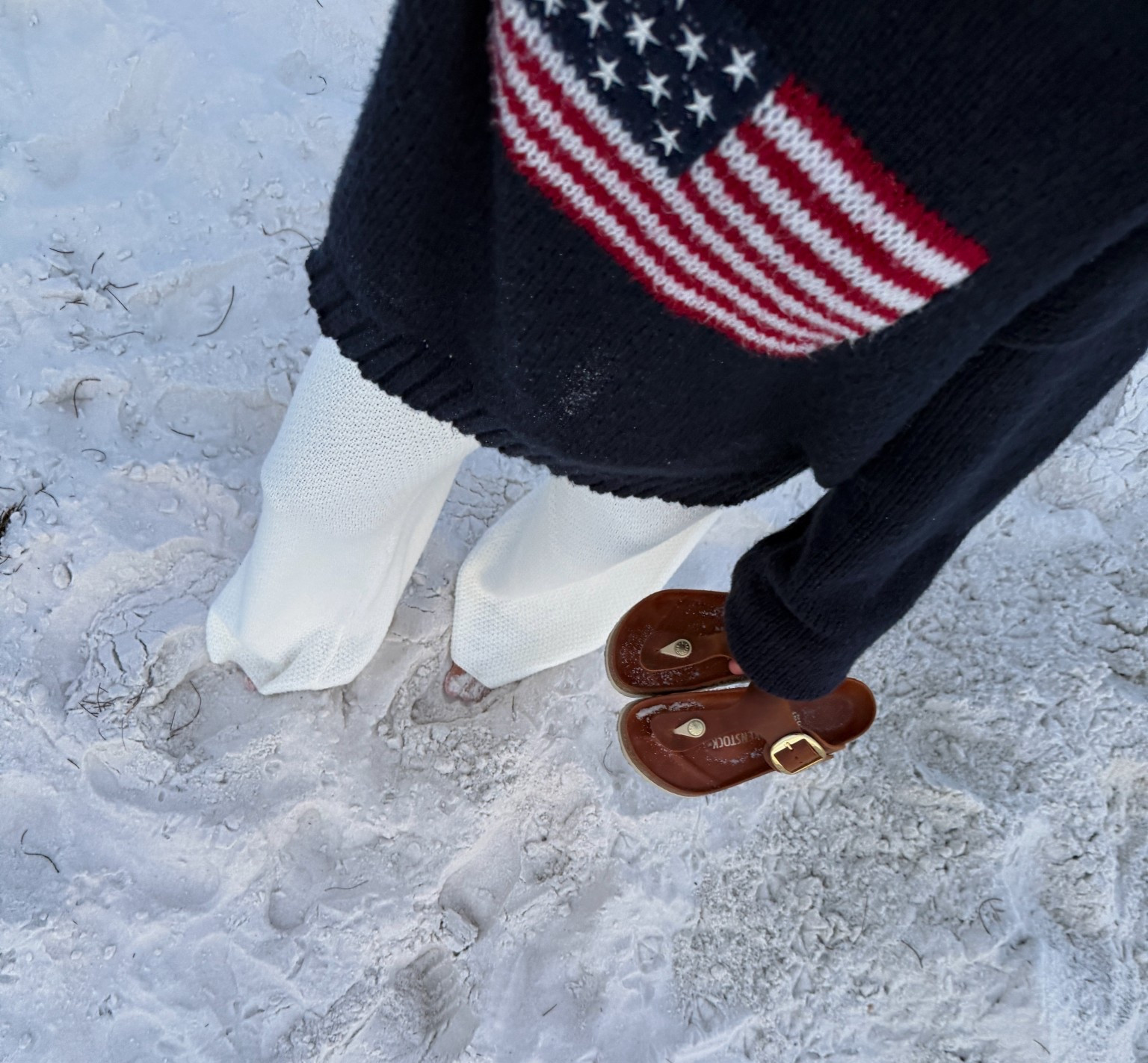 [4/24/26] cozy beach ootd for sunset 🌅 full outfit is @greybandit wearing size medium in sweater. These pants are part of a set, I am currently wearing size medium in bottoms and size small in the top. 

Birkenstocks are the Gizeh Big Buckle Smooth Leather Sandals, I wear EU35

#LTKSeasonal #LTKBump #LTKootd