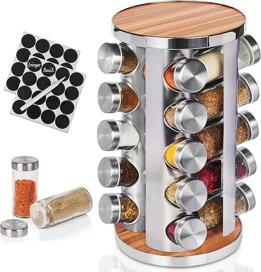Baker Boutique Spice Rack, Spice Rack Organizer for Countertop, Rotating Spice Rack with Jars, Sp... | Amazon (US)