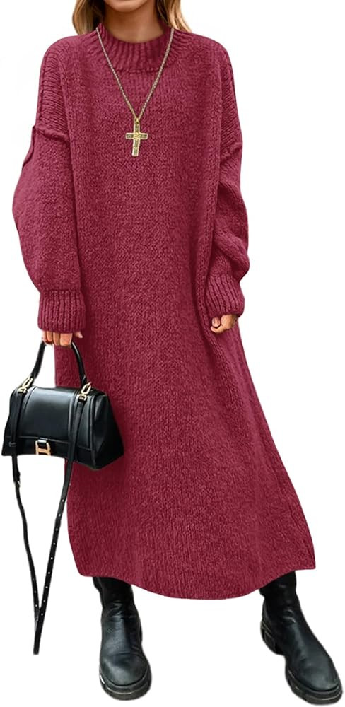 Saodimallsu Womens Oversized Sweater Dress Mock Neck Long Sleeve Casual Warm Chunky Knit Fall Win... | Amazon (US)