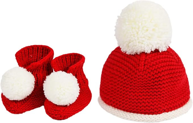 NEWNUF Winter Hat and Boots for Baby Boy Girl,Gift Box Winter Soft Warm Knitted Infant Toddler Ba... | Amazon (US)