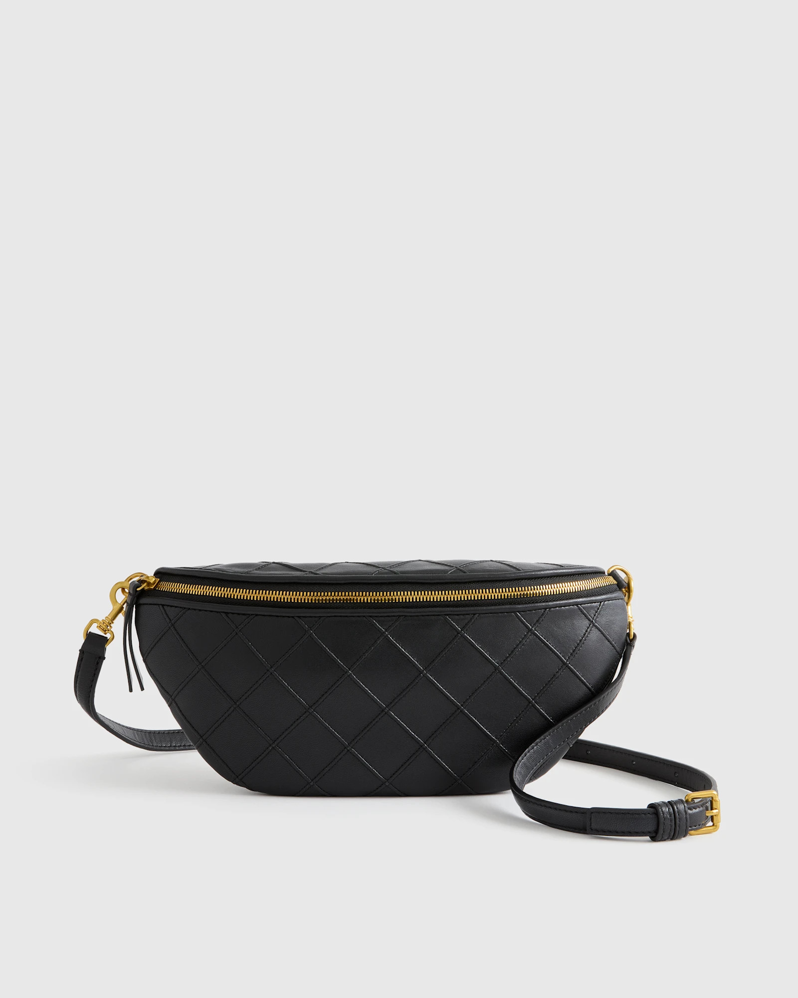 Italian Leather Diamond Stitch Sling in Black | Quince