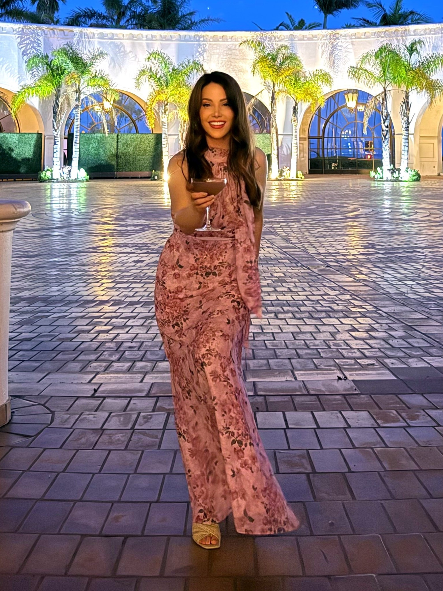 Vacation outfit for dinner at the hotel wearing a Sachin & Bobi pink floral dress

#LTKTravel #LTKSaleAlert #LTKOver40