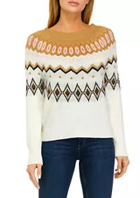 Crown & Ivy™ Petite Fairisle Pullover Sweater | Belk
