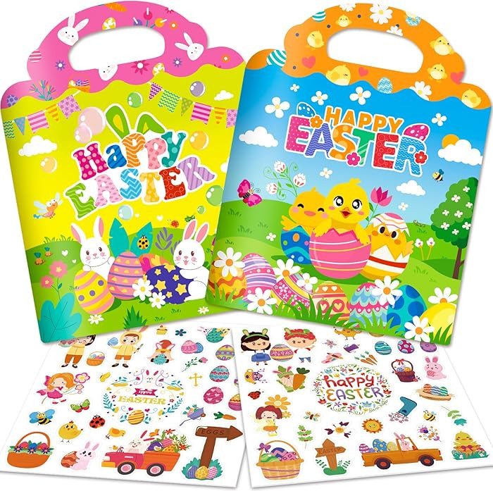2 Pack Easter Reusable Sticker Books for Kids 2-4, Activities Books for Toddlers 1-3, Arts and Cr... | Amazon (US)