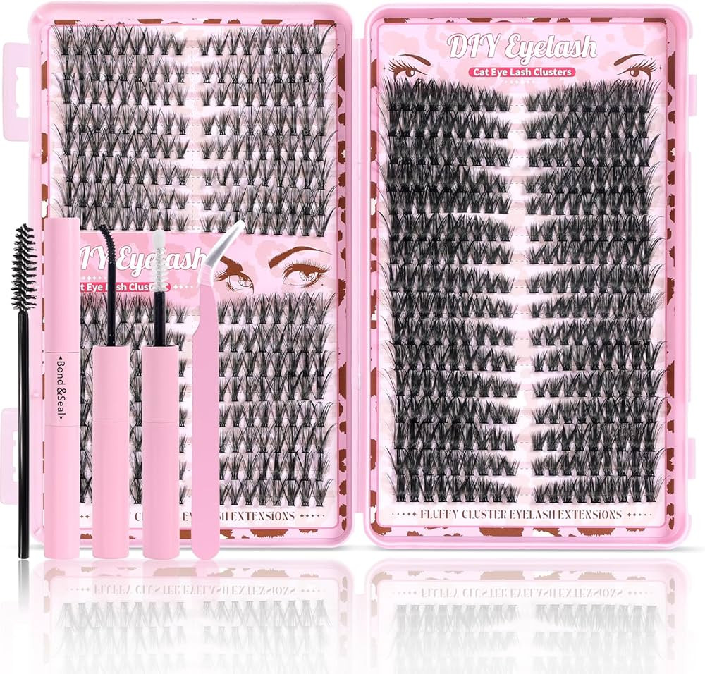 Lash Clusters Kit,Natural 560 Pcs Cluster Eyelash Extensions Kit 9-16mm Individual Lash Extension... | Amazon (US)