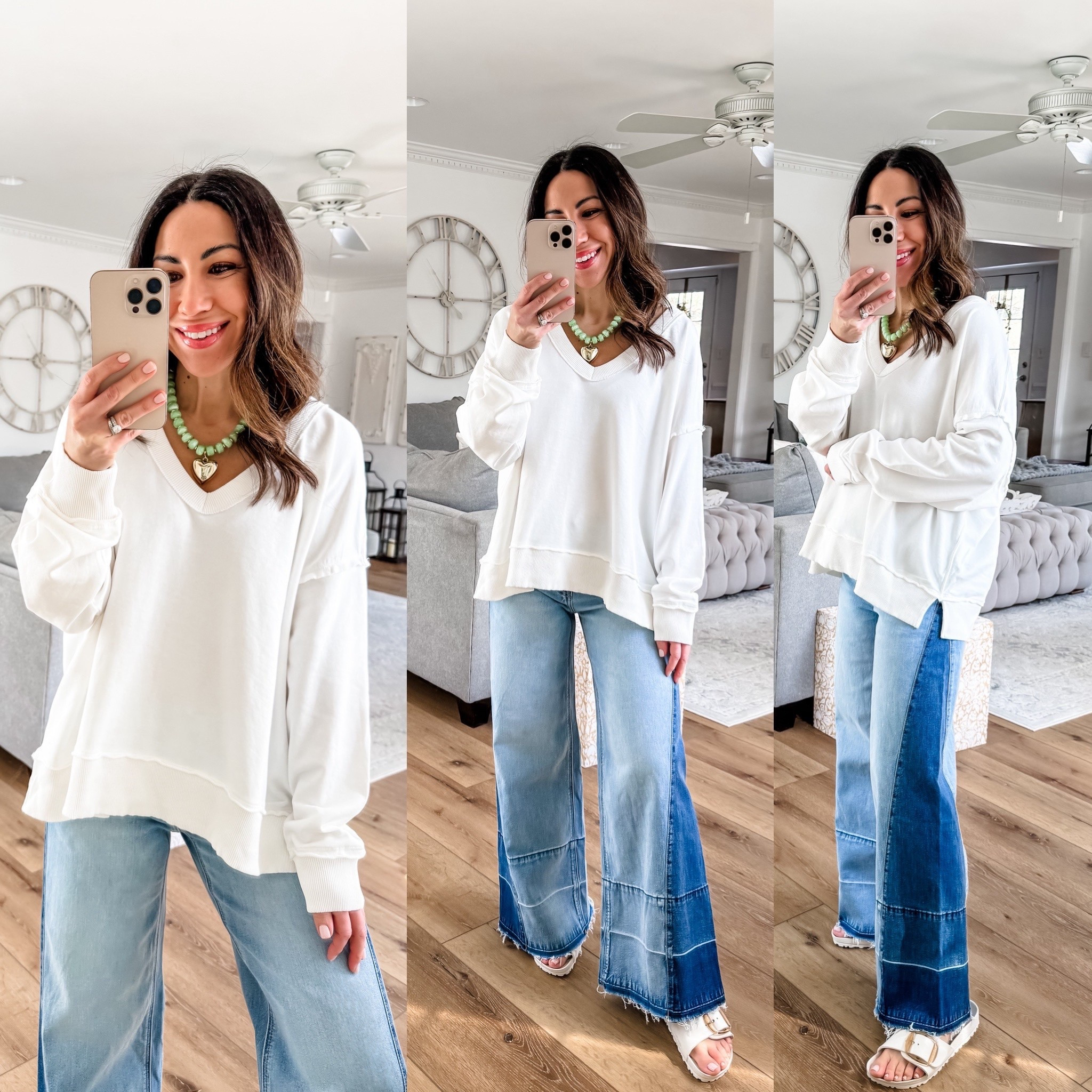 Stackable Code: tammyAE25 for 25% off sitewide at American Eagle. #AEPartner #AEJeans

Small V-neck sweatshirt. 0 short wide leg jeans

#LTKSaleAlert #LTKOver40 #LTKPetite