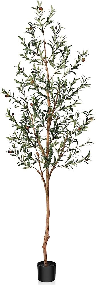 Artificial Olive Tree, 7FT Tall Fake Silk Plants with Natural Wood Trunk Faux Potted Tree for Hom... | Amazon (US)