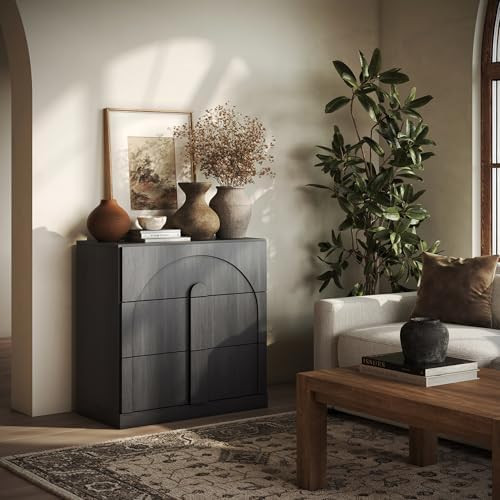 BELLEZE Bookcase with 3 Drawers, Modern Book Shelf with Wide Wooden Handle, Wood Bookshelves for ... | Amazon (US)