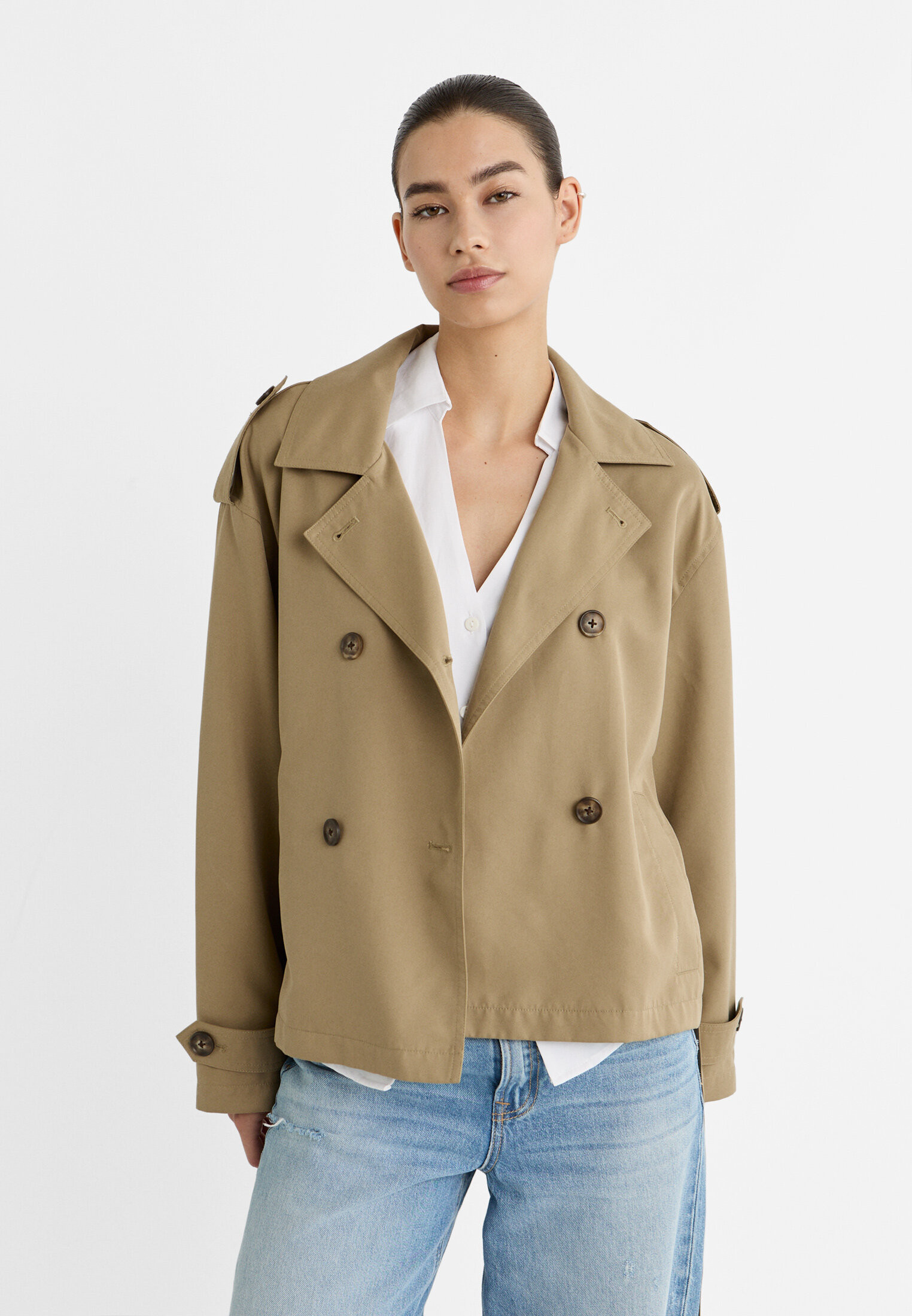 Short trench coat with belt | Stradivarius (UK)