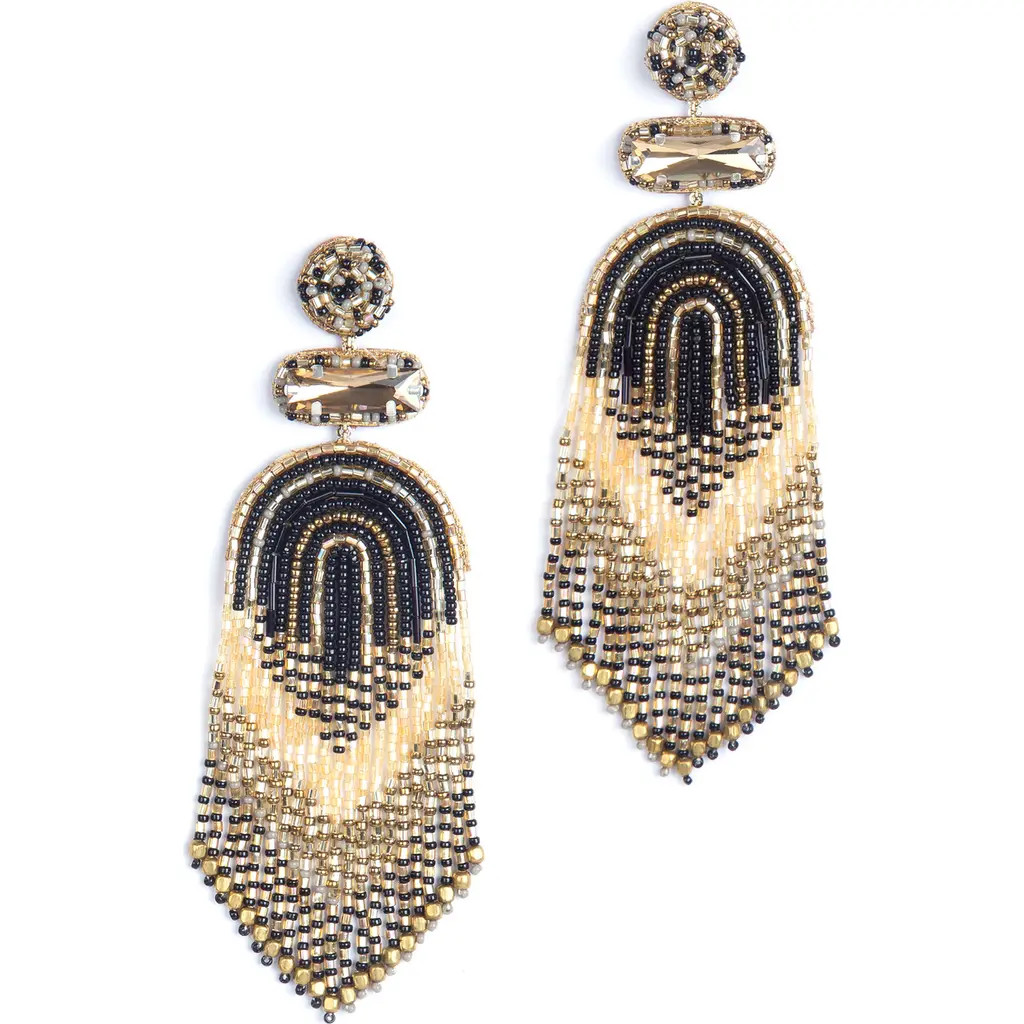 Deepa Gurnani Ishani Beaded Drop Earrings in Black Multi at Nordstrom | Nordstrom