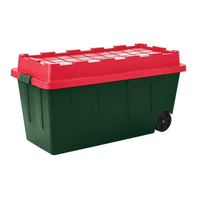 Member's Mark 64 Gallon Heavy-Duty Red & Green Wheeled Latch Storage Tote, 21.1" D x 46.5" W x 23... | Sam's Club