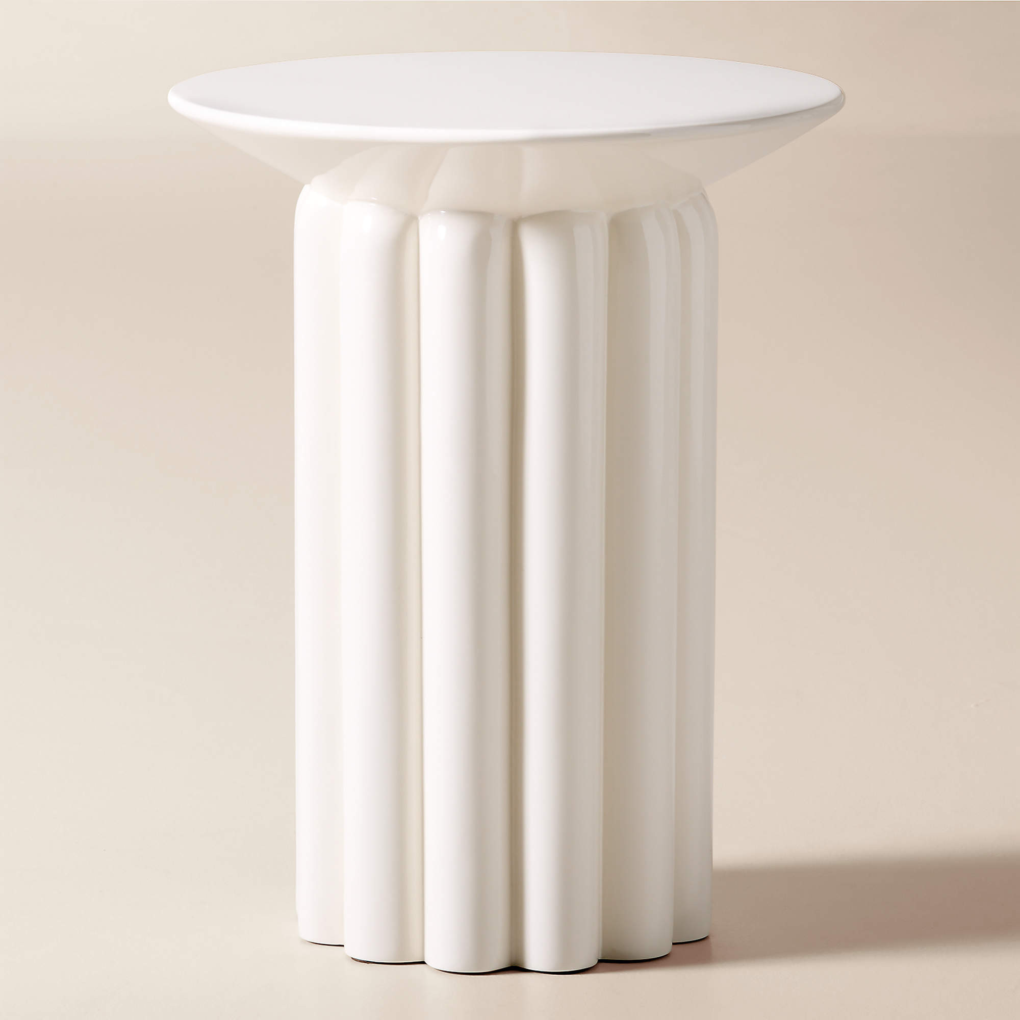 Cassis White High-Gloss Lacquered Outdoor Side Table | CB2 | CB2