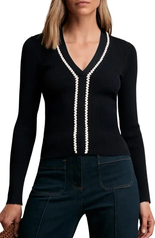 Reiss Lauri Rib Sweater in Navy/white at Nordstrom, Size Small | Nordstrom