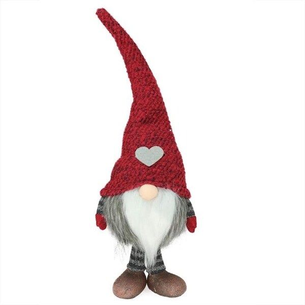 11.5" Red and Grey Striped "Finn" Standing Chubby Santa Gnome Table Top Christmas Figure | Bed Bath & Beyond