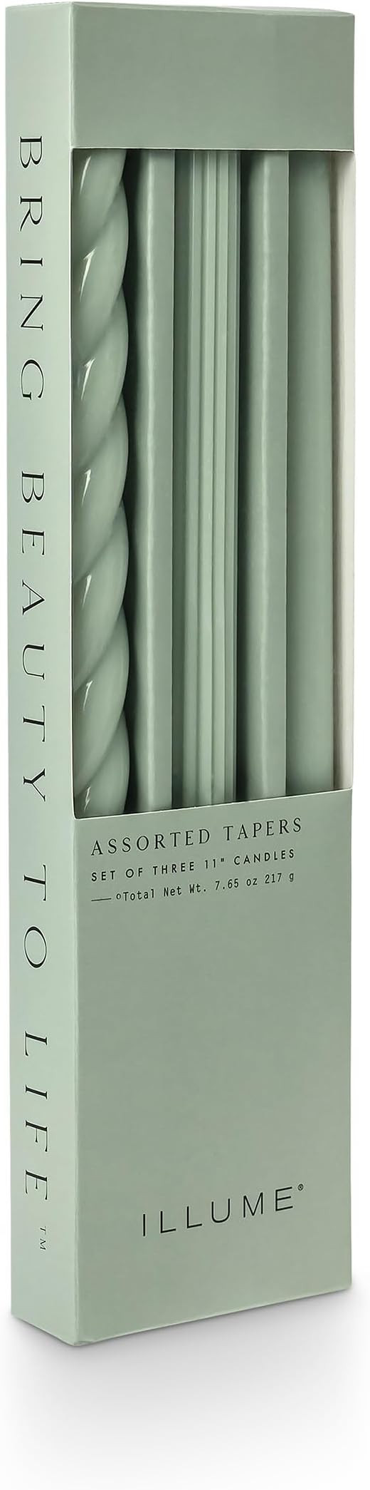 ILLUME Beautifully Done Unscented Assorted Candle Tapers 3-Pack, Sage Green | Amazon (US)
