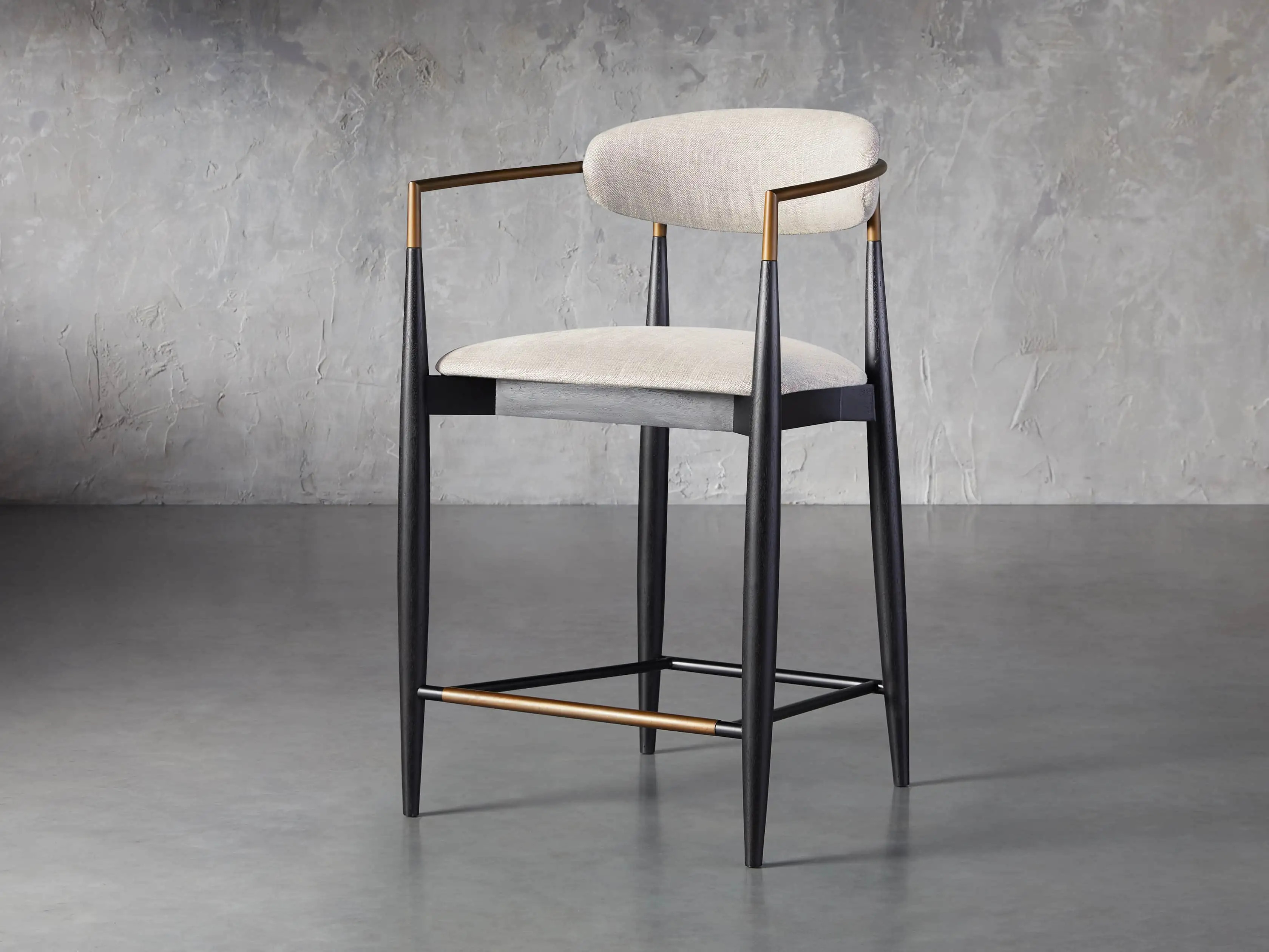 Jagger Stool in Black with Antique Brass | Arhaus