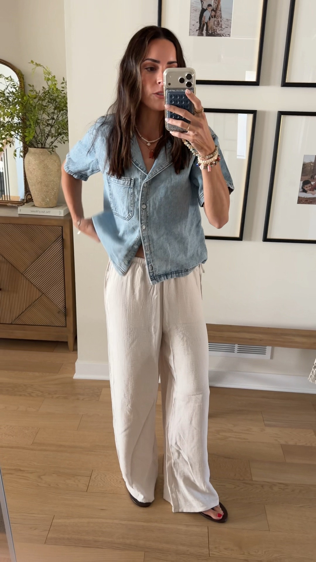 Sized down 1 to XS in denim shirt
True size S in the pants (I’m 5’7”)￼
Flip flops: true to size

#LTKSaleAlert #LTKootd #LTKSeasonal