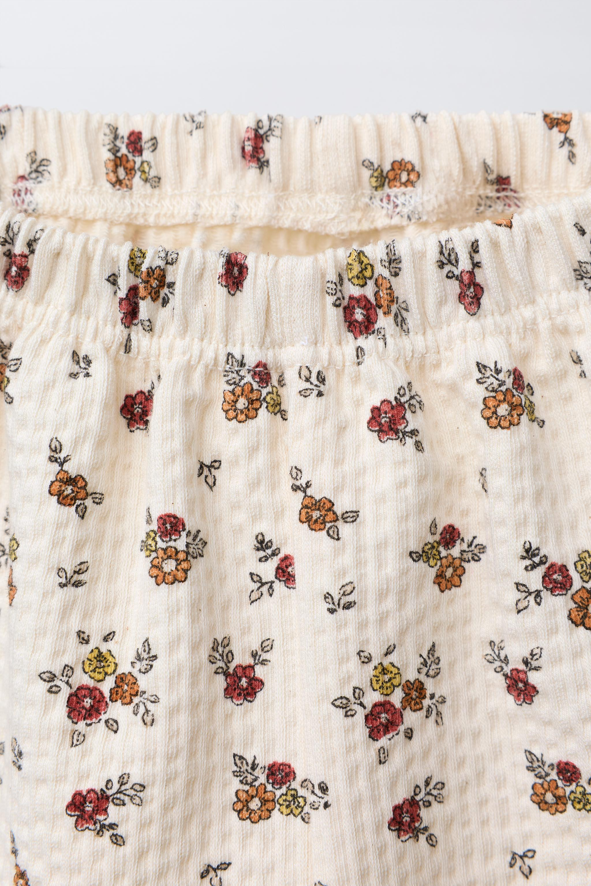 FLORAL EMBOSSED PANTS | Zara US