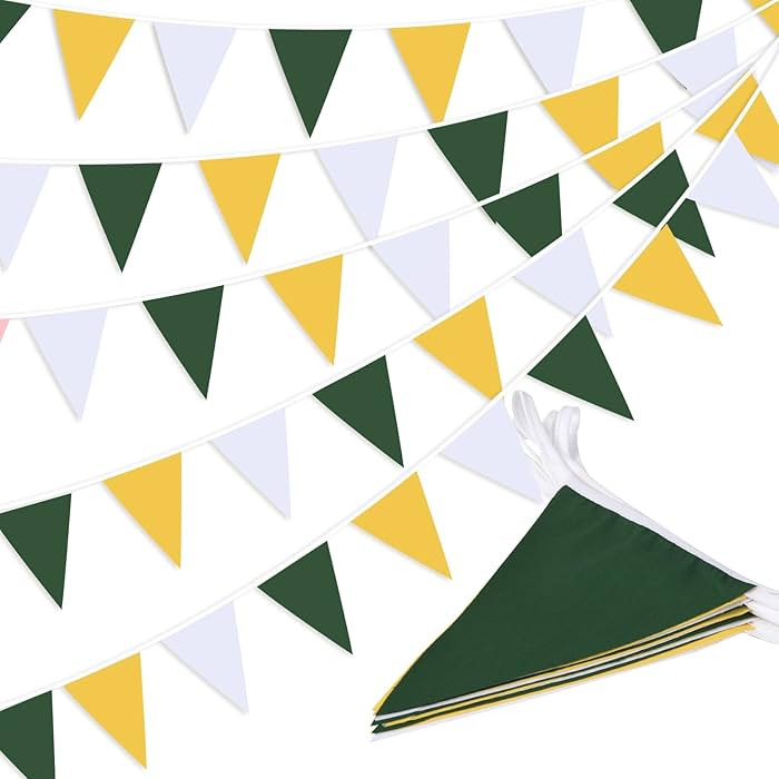 Yellow Green White Pennant Banner Triangle Flag Bunting Garland for Wedding Birthday Baby Shower ... | Amazon (US)