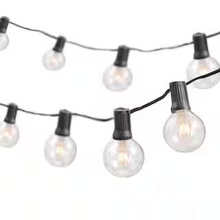 Indoor/Outdoor 50 ft. Plug-in Globe Bulb Weatherproof Party String Lights, 50 Sockets, 55 G40 Bul... | The Home Depot