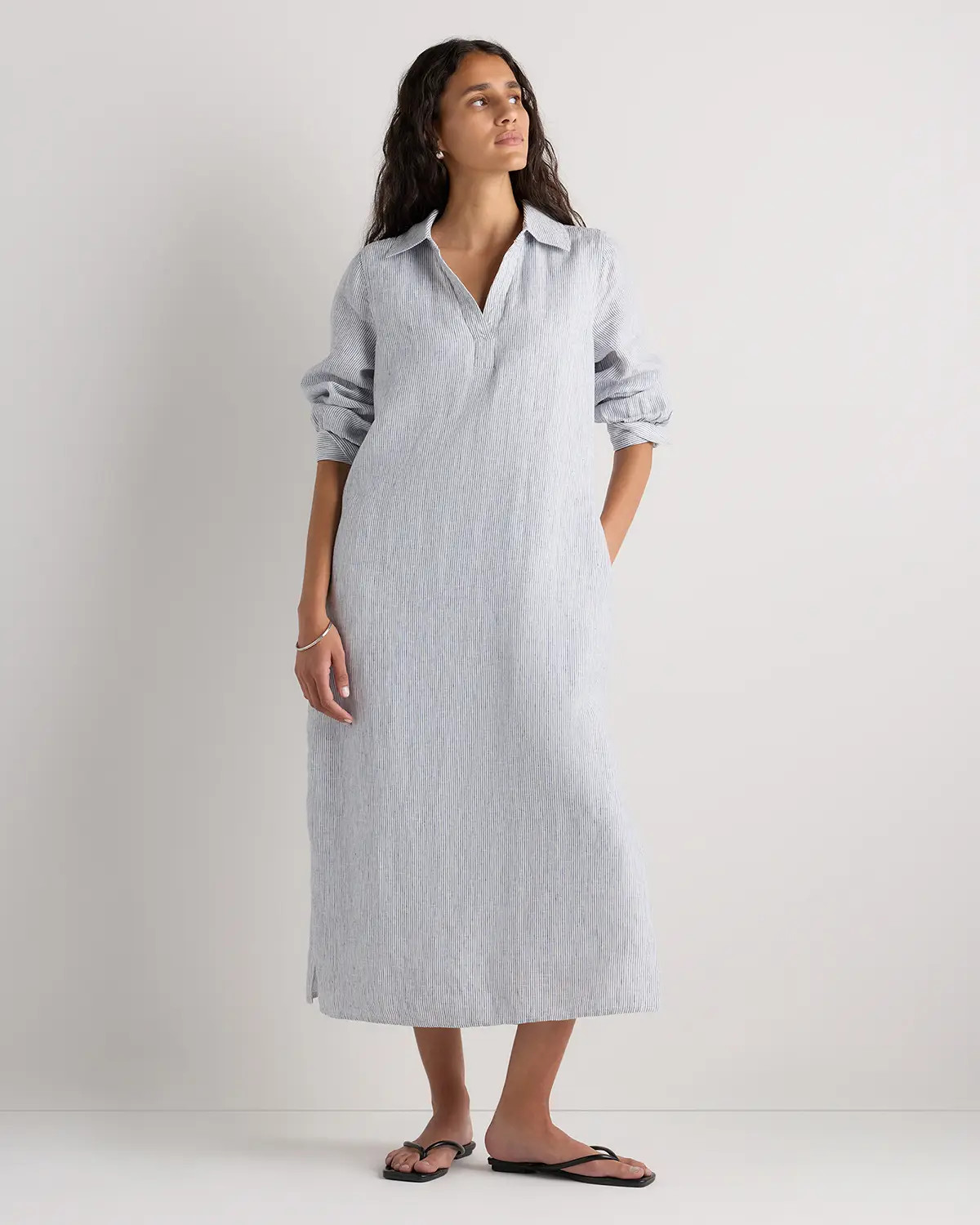 100% European Linen Popover Maxi Dress | Quince