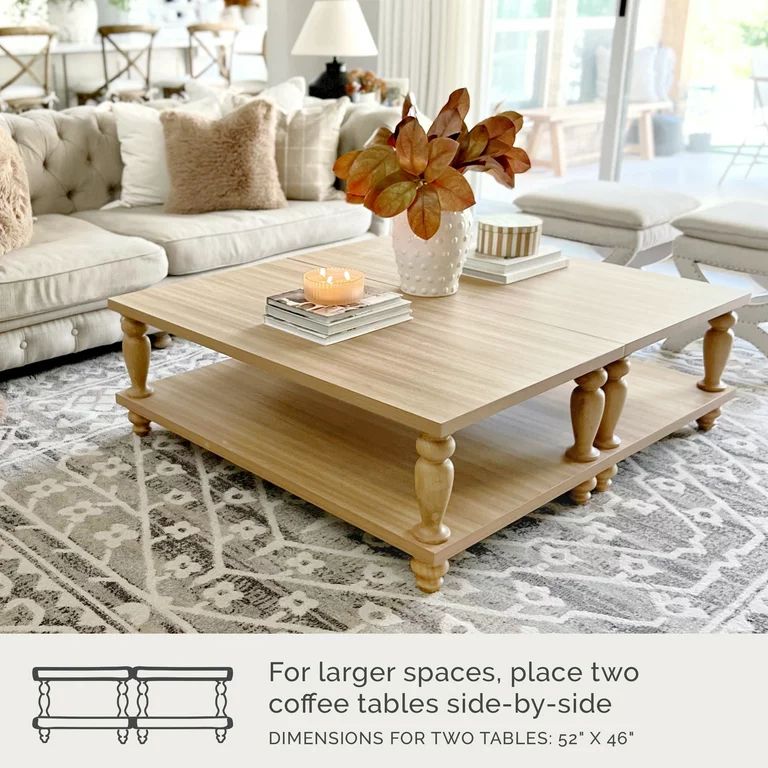 My Texas House Abbott Wood Coffee Table, Light Oak | Walmart (US)